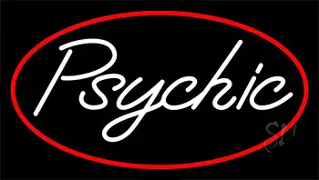 White Psychic Red Border Neon Sign