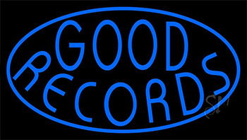 Blue Good Records Border Neon Sign