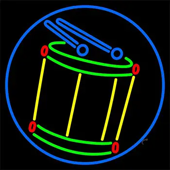 Drum With Musical Note Neon Sign
