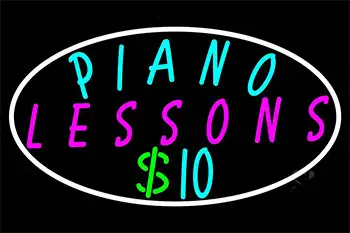 Piano Lessons Dollar Neon Sign