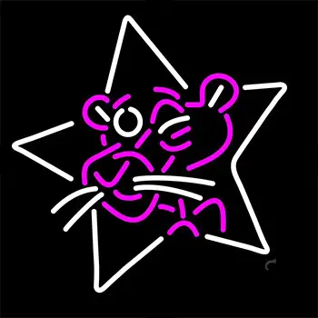 Pink Panther Star Logo Neon Sign, Retro Neon Signs