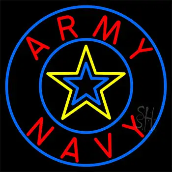 Army And Navy With Blue Neon Sign