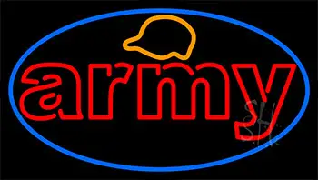 Army With Blue Neon Sign