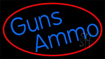 Blue Gun Ammo With Red Neon Sign
