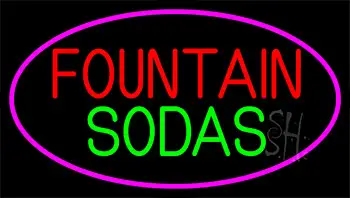Fountain Sodas With Glass Neon Sign