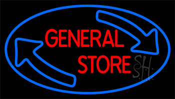 General Store With Arrow Neon Sign