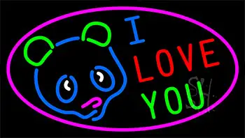 I Love You Bear Logo Neon Sign