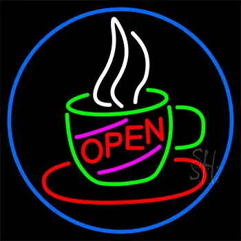 Open Coffee Cup Neon Sign