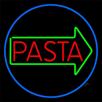 Red Pasta With Arrow Neon Sign