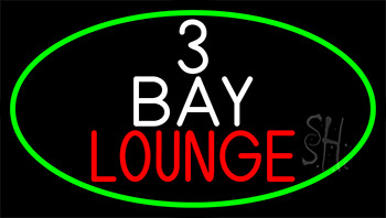 3 Bay Lounge With Green Border Neon Sign