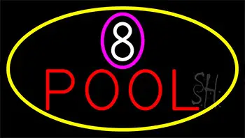 8 Pool With Yellow Border Neon Sign