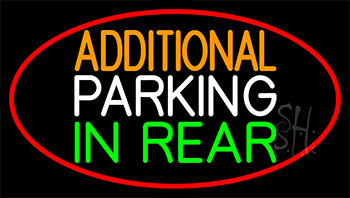 Additional Parking In Rear With Red Border Neon Sign