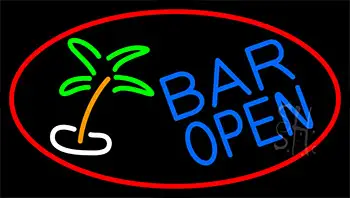 Bar Open With Two Palm Trees Neon Sign