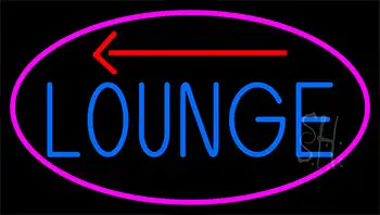 Blue Lounge And Arrow With Pink Border Neon Sign