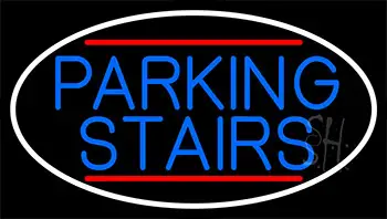 Blue Parking Stairs With White Border Neon Sign