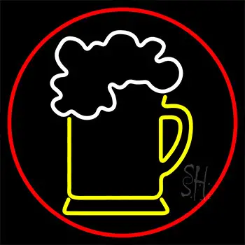 Cold Beer Mug With Red Border Neon Sign