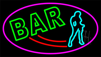 Double Stroke Bar With Girl Neon Sign
