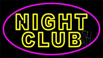 Double Stroke Yellow Night Club Pink Border Neon Sign