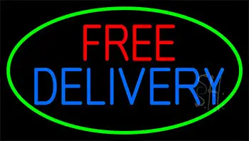Free Delivery With Green Borders Neon Sign