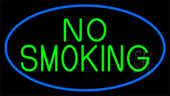 Green No Smoking With Blue Border Neon Sign