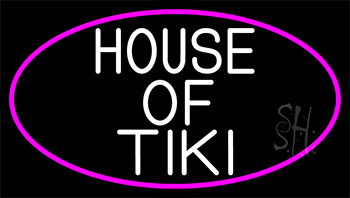 House Of Tiki With Pink Border Neon Sign