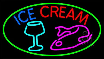 Ice Cream Glass N Fish Neon Sign