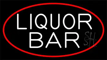 Liquor Bar With Red Border Neon Sign