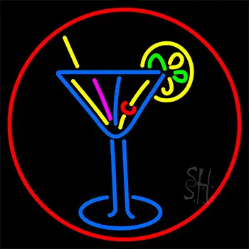 Martini Glass With Red Border Neon Sign