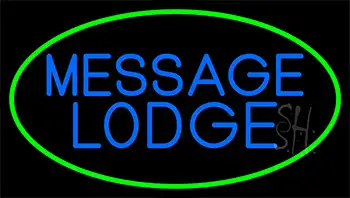 Message Lodge With Green Border Neon Sign