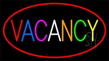Multi Colored Vacancy With Red Border Neon Sign
