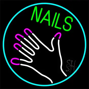 Nails With Hand Logo Neon Sign