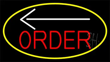 Order With Arrow With Yellow Border Neon Sign