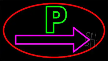 P And Arrow With Red Border Neon Sign
