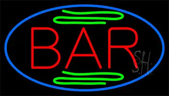 Red Bar With Green Lines Neon Sign