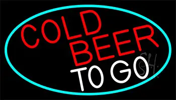 Red Cold Beer To Go With Turquoise Border Neon Sign