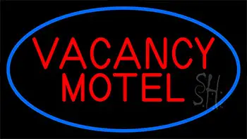 Red Vacancy Motel With Blue Border Neon Sign