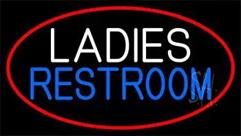 Restroom With Red Border Neon Sign