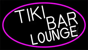 Tiki Bar Lounge With Pink Border Neon Sign