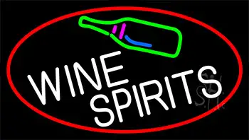 Wine Spirits With Red Border Neon Sign