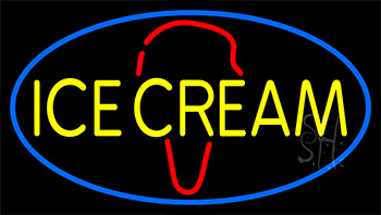 Yellow Ice Cream Cone Neon Sign