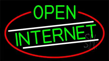 Green Open Internet With Red Border Neon Sign