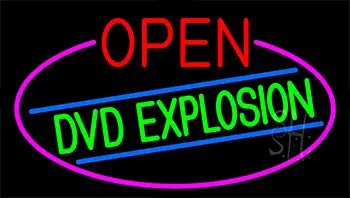 Open Dvd Explosion With Pink Border Neon Sign