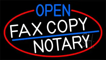 Open Fax Copy Notary With Red Border Neon Sign