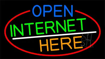 Open Internet Here With Red Border Neon Sign