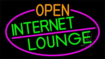 Open Internet Lounge With Pink Border Neon Sign