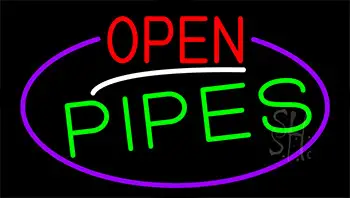 Open Pipes With Purple Border Neon Sign