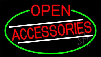 Red Open Accessories With Green Border Neon Sign
