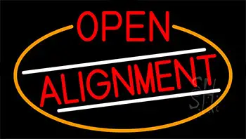 Red Open Alignment With Orange Border Neon Sign
