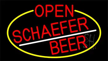 Red Open Schaefer Beer With Yellow Border Neon Sign