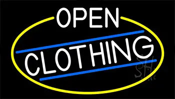 White Open Clothing With Yellow Border Neon Sign